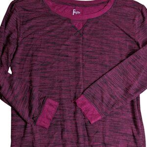 Felina Women's Burgundy/Black Crew Neck Pajama Top Long Sleeve Super Soft Sz XXL